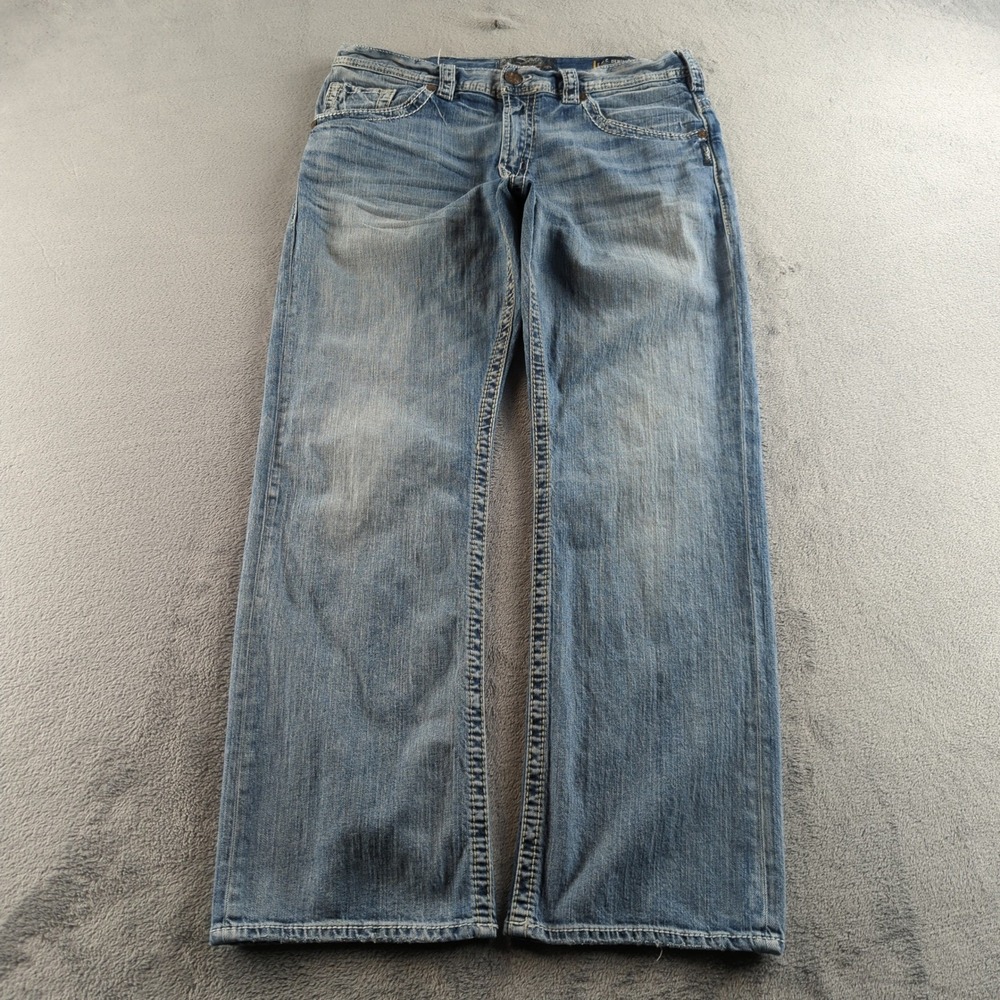 Silver Jeans Mens 36 (Fits 36x32) Blue Gordie Relaxed Wide Straight Grunge Y2K